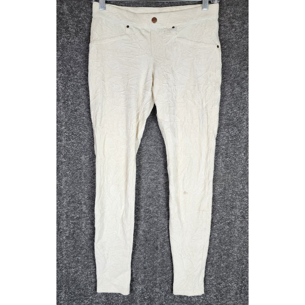 Hue Leggings Womens S Corduroy Cream Off White Stretch Pull On Skinny EUC